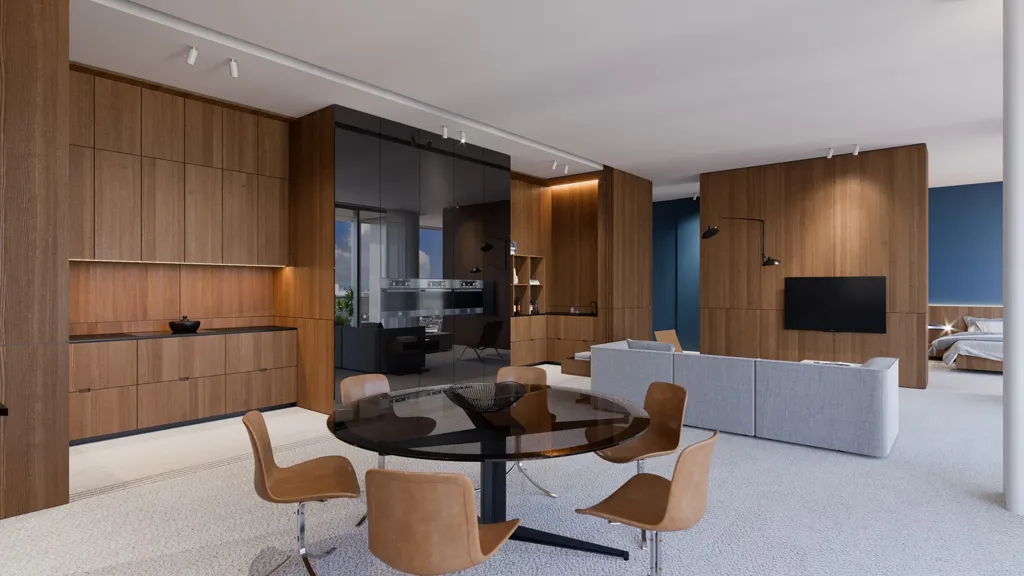 Salle à manger - Penthouse avec vue sur le 25e étage près de la gare