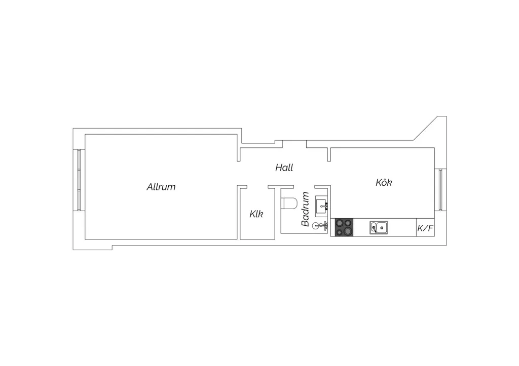 Floor Plan - Studio Flat with Garden in Stockholm