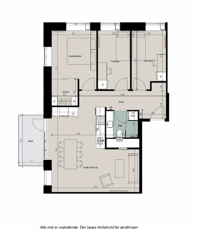 Plaan - Apartment with West-Facing Balcony in Glostrup