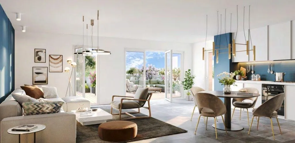 Séjour - Appartement Neuf avec Jardin à Ornex