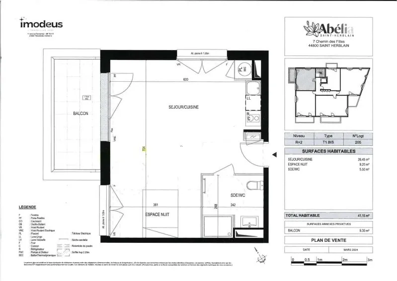 Planimetria - 1-Bed Flat with Balcony in Saint-Herblain