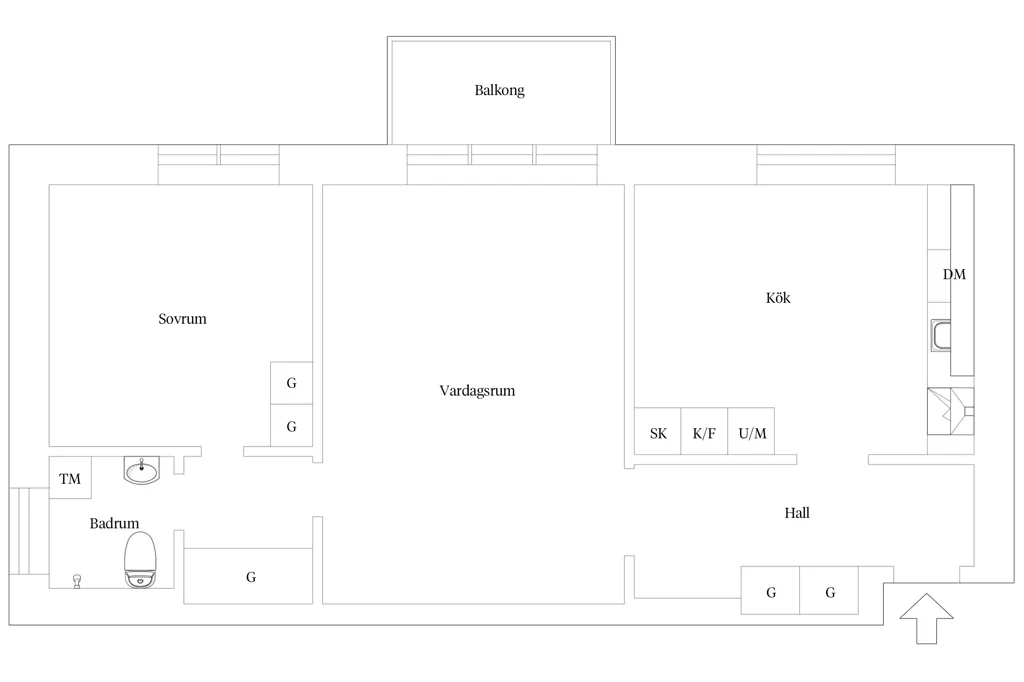 Plan - Charming Renovated Flat with Balcony in Borås