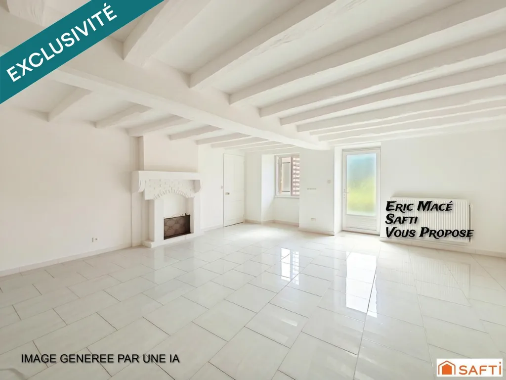 Living Room - Renovated House with Garden in Evrunes