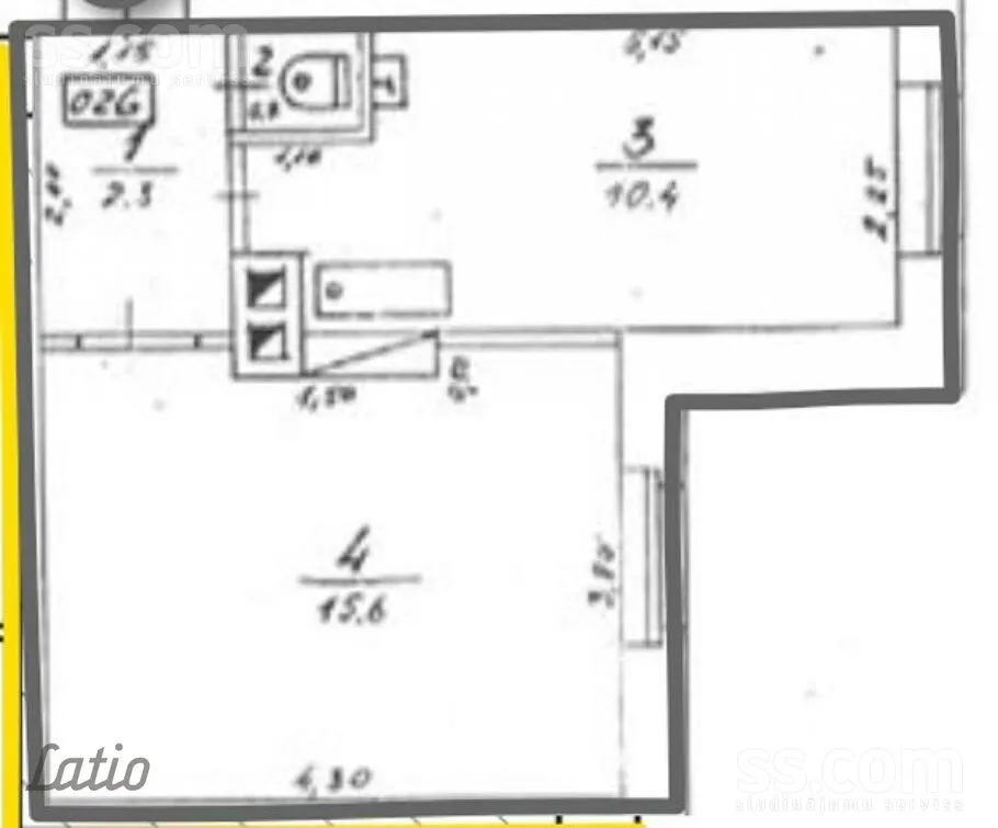 Plaan - 1-Bedroom Flat with Green Courtyard in Grīziņkalns