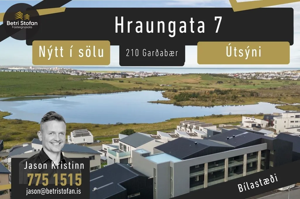Vue aérienne - Modern Apartment with Garden in Garðabær