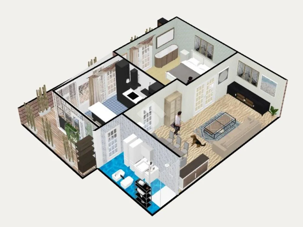 Plan - Spacious Studio with Balcony in Rome