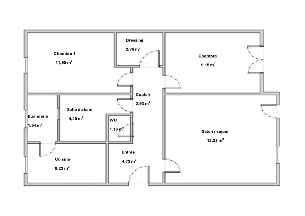 Plan - Appartement Traversant avec Balcon à Le Pontet