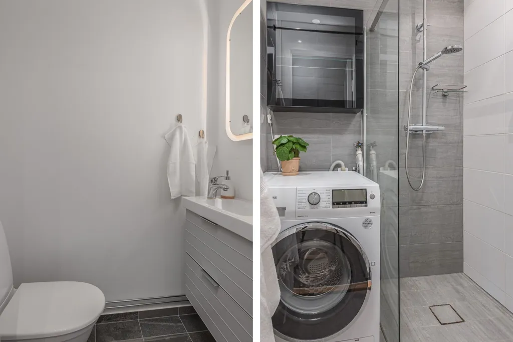 Salles de bain - Modernised Two-Bedroom Flat with Stylish Surfaces in Norrköping