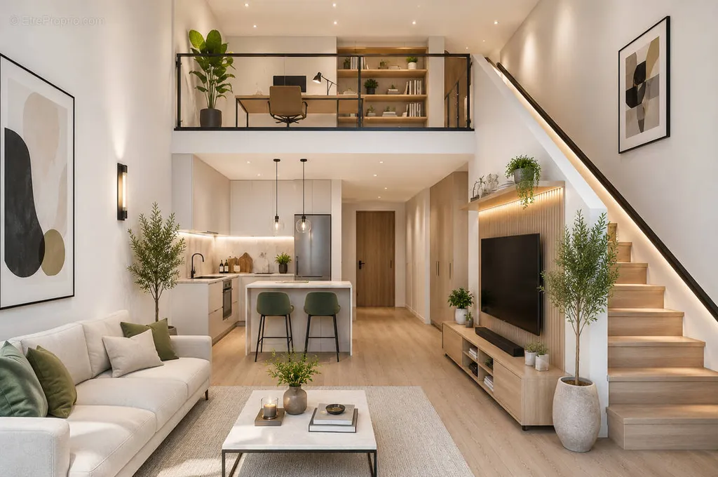 Séjour - Appartement loft avec cour privative à Pernes-les-Fontaines