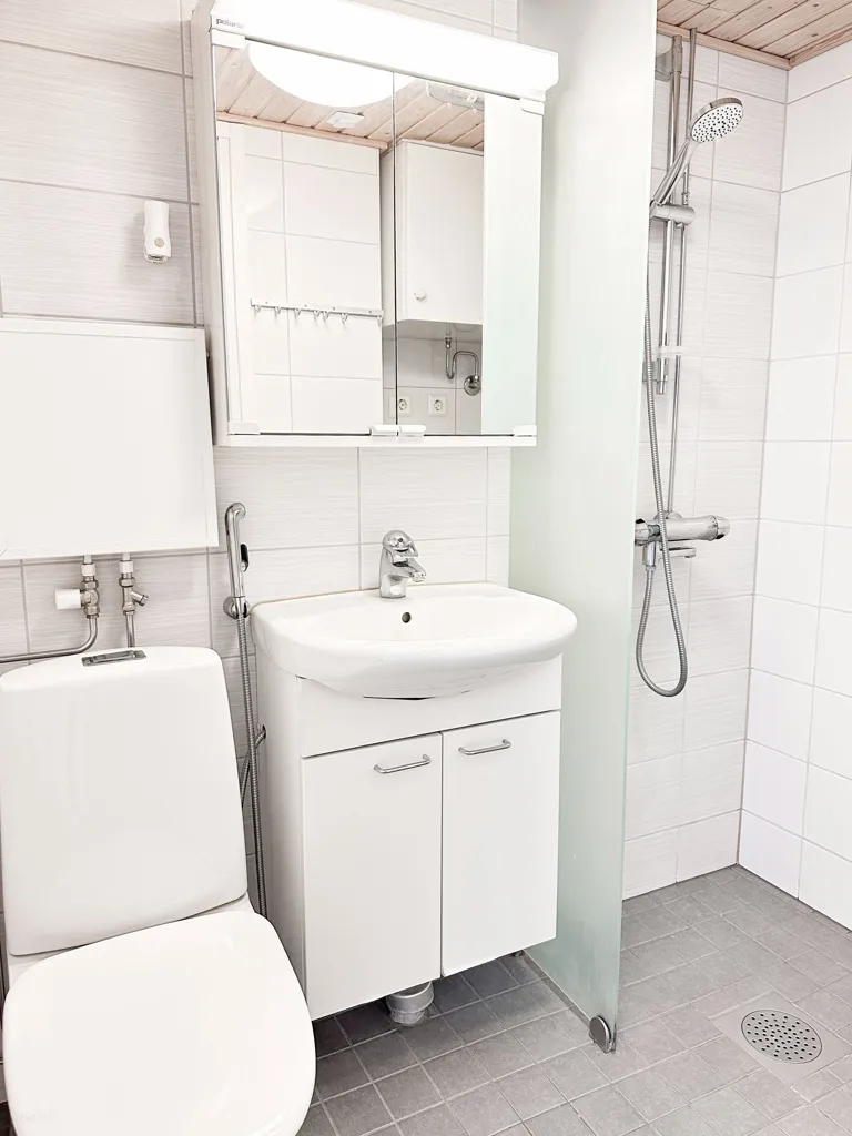 Bathrooms - Modern Studio with Balcony in Tampere Centre
