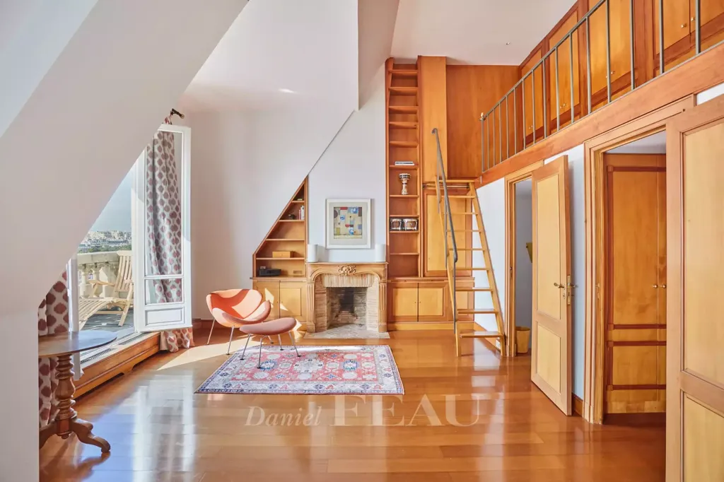 Living Room - Luxury Duplex with Balcony Views near Eiffel Tower
