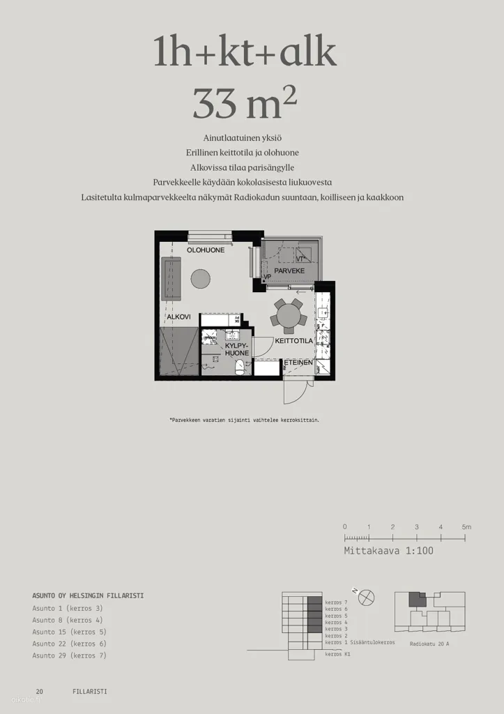 Plaan - Studio Apartment with Park View in Pasila