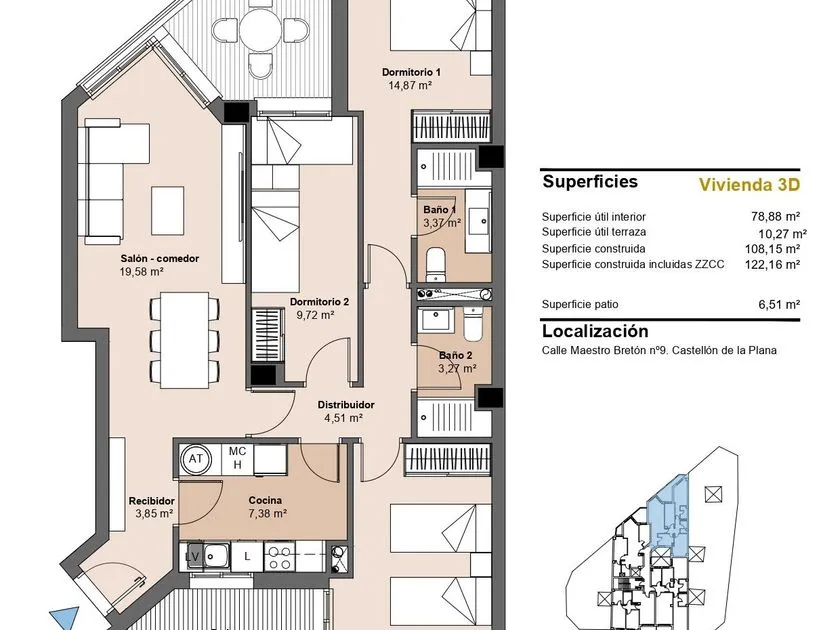 Plan - Apartment with Terrace in Castellón