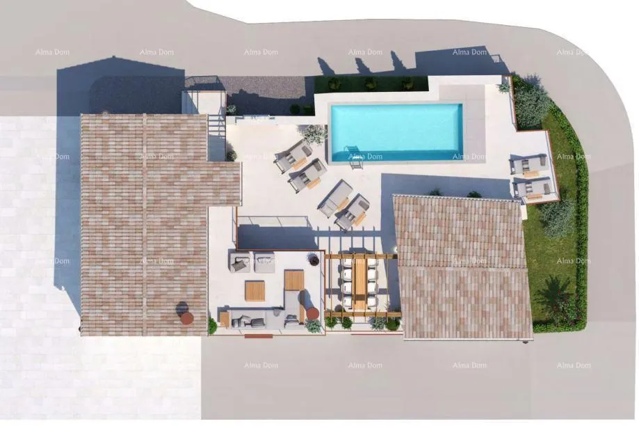Plan - Two Stone Houses with Pool in Tinjan