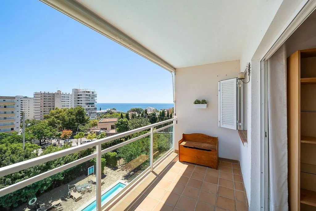 Balcony - 1-Bed Apartment with Pool in Cala Major