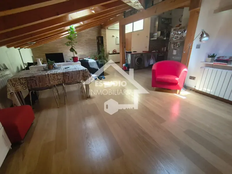 Living Room - Modern Loft with Wood Beams in Logroño