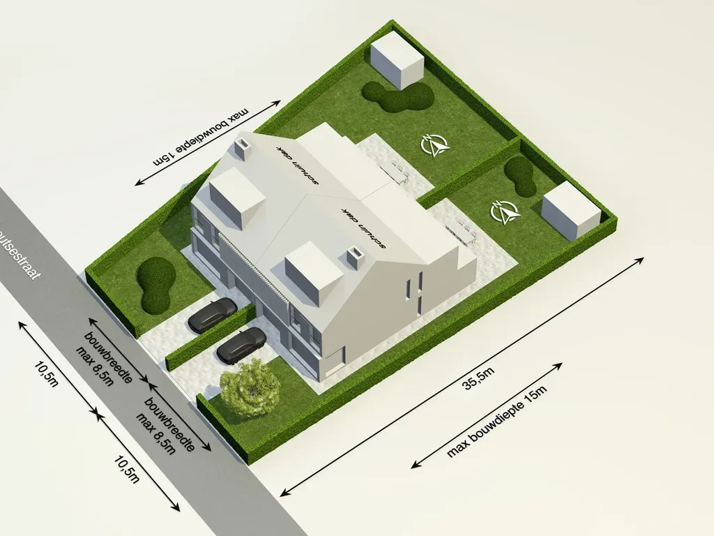 Plan - Terrain pour 2 Bâtiments Semi-ouverts à Minderhout
