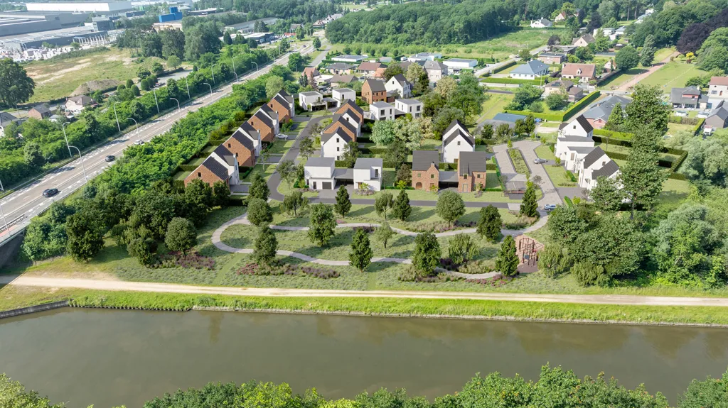 Vue aérienne - Terrain à bâtir avec vue sur le parc à Dilsen-Stokkem