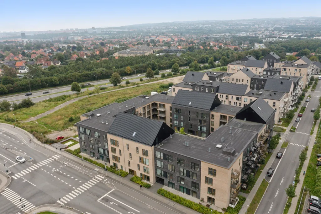 Vue aérienne - Modern Apartment with Garden Access in Aarhus