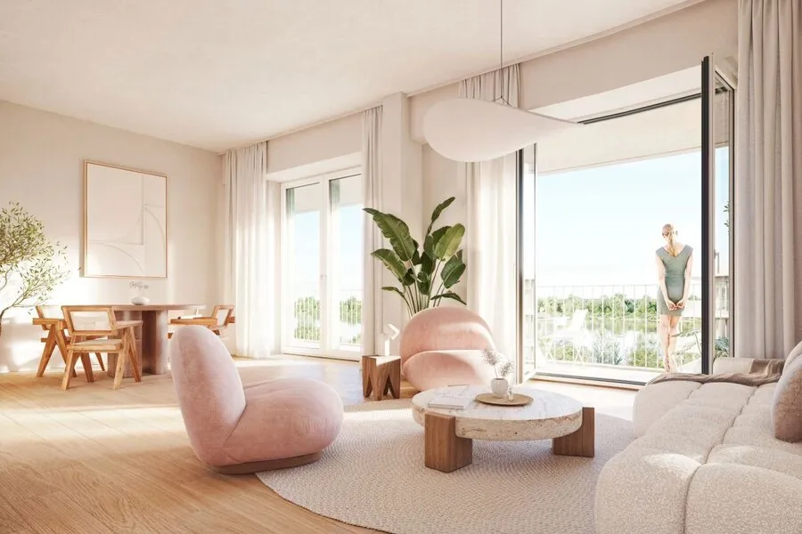 Séjour - Appartement avec Vue Schelde et Grand Terrasse à Anvers
