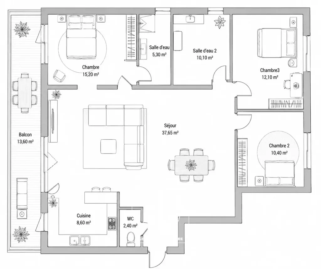 Planimetria - 4-Bed Flat with Balcony in Fontainebleau