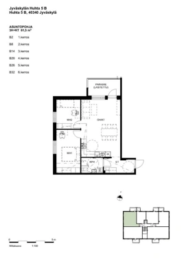 Grundriss - 3-Bedroom Apartment with Balcony in Jyväskylä