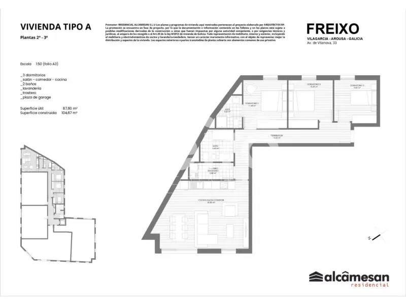 Plan - New Flat with Parking in Vilagarcía de Arousa