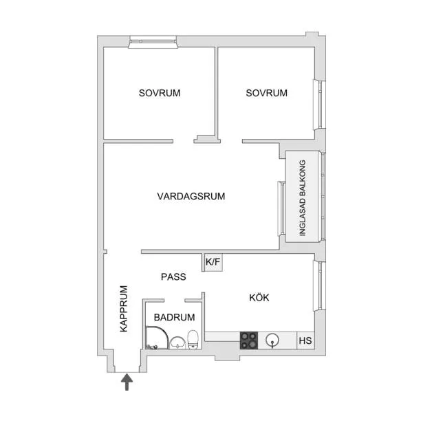 Floor Plan - Charming Apartment with Balcony in Almhög
