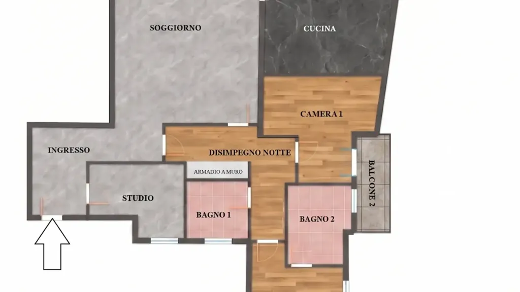 Planimetria - Apartment with Balcony in Talenti, Rome