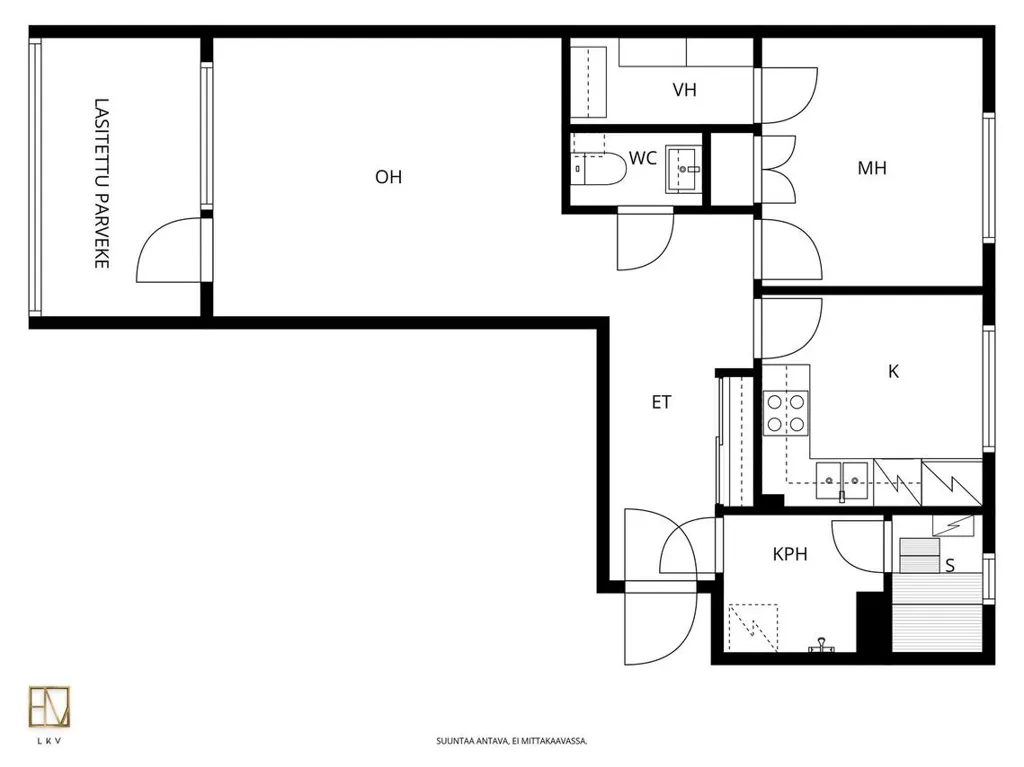 Plan - Geothermal-Heated Apartment with Sauna in Hervanta