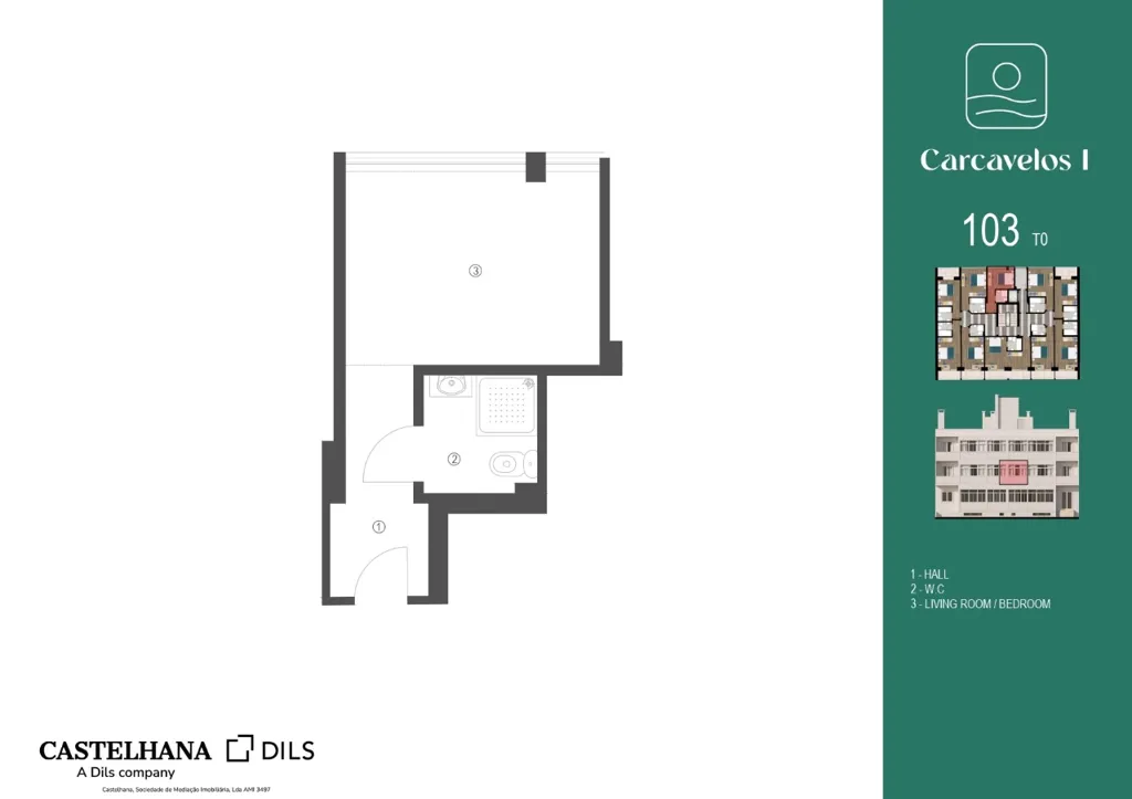 Plan - Studio with Rental Yield in Carcavelos, Cascais