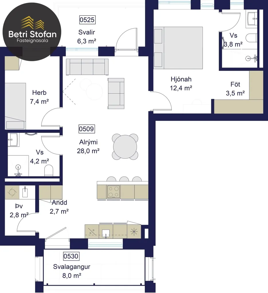 Planimetria - Apartment with Balcony in Reykjavik