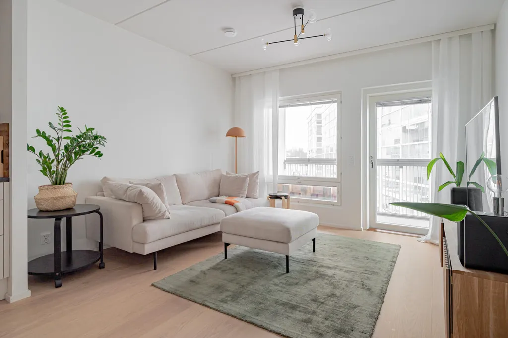 Living Room - 3-Bedroom Apartment with Balcony in Helsinki
