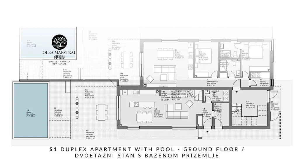 Duplex Apartment with Pool in Vodice