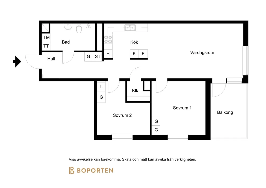 Plaan - Apartment with South-Facing Balcony in Umeå