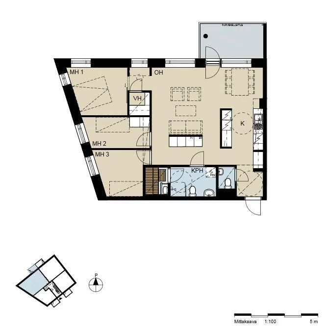 Plan - Modern Apartment with Private Sauna in Vantaa