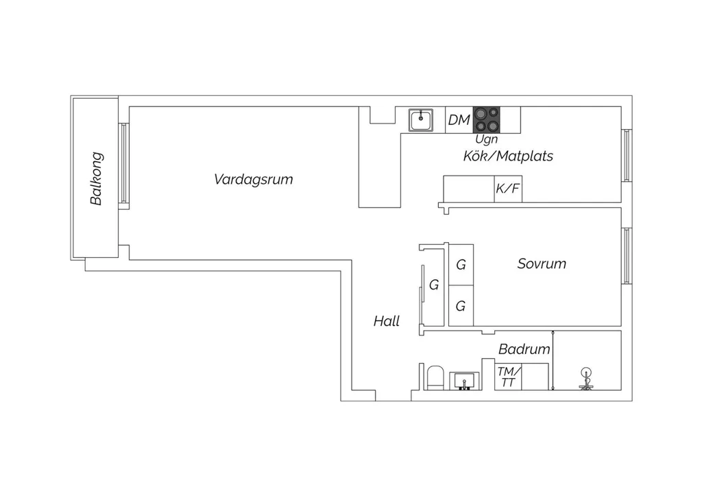 Plaan - Apartment with Balcony in Linné, Gothenburg