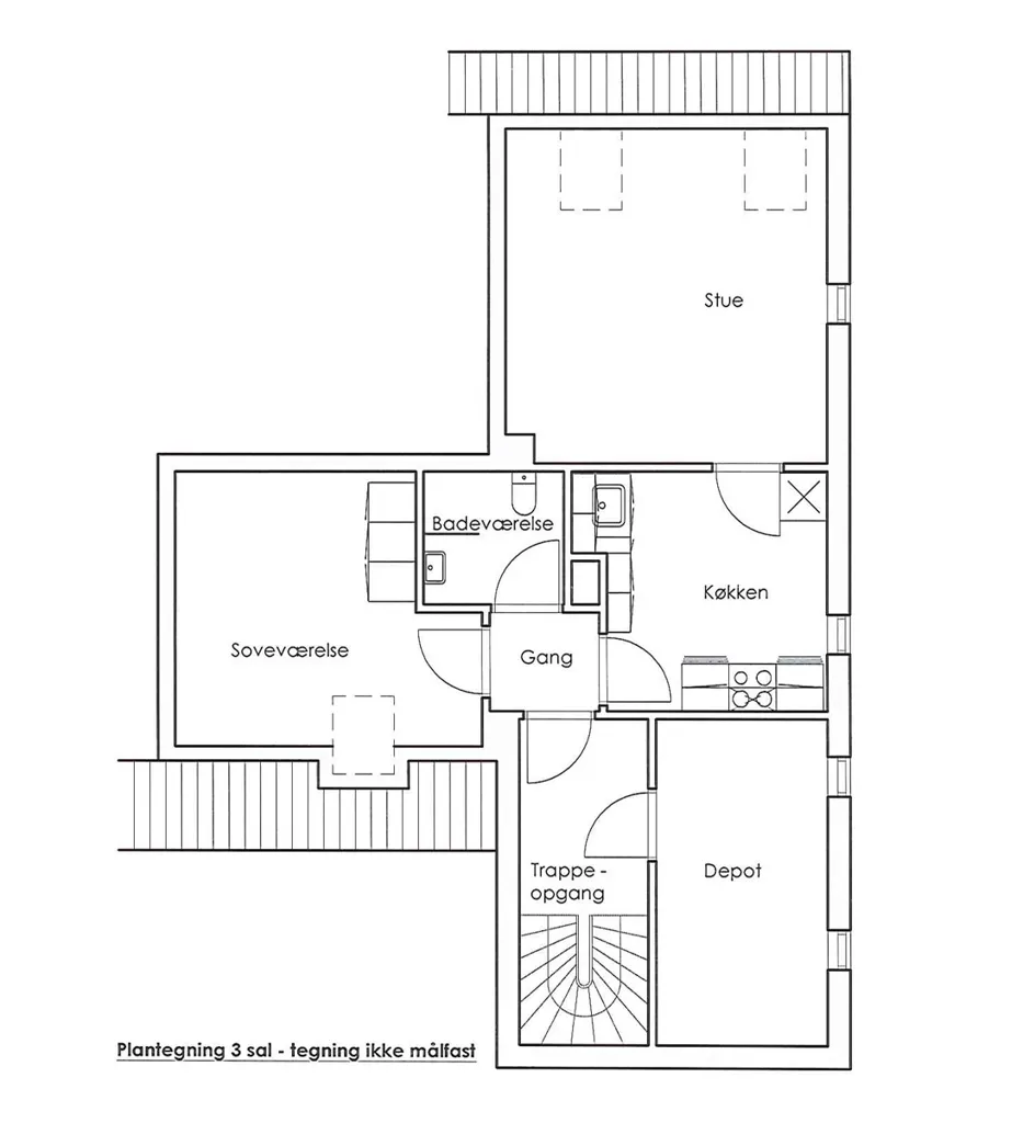 Floor Plan - Two-Bedroom Flat with Depot in Viborg