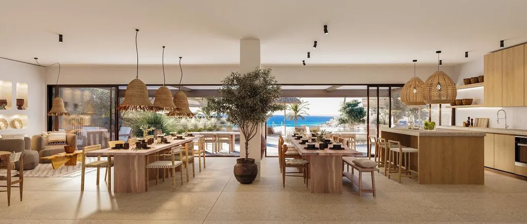 Dining Room - Beachfront Apartment with Pool in Macenas