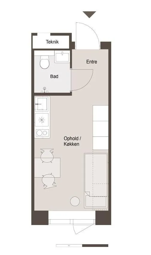Planimetria - Modern Studio Flat with Terrace in Ørestaden