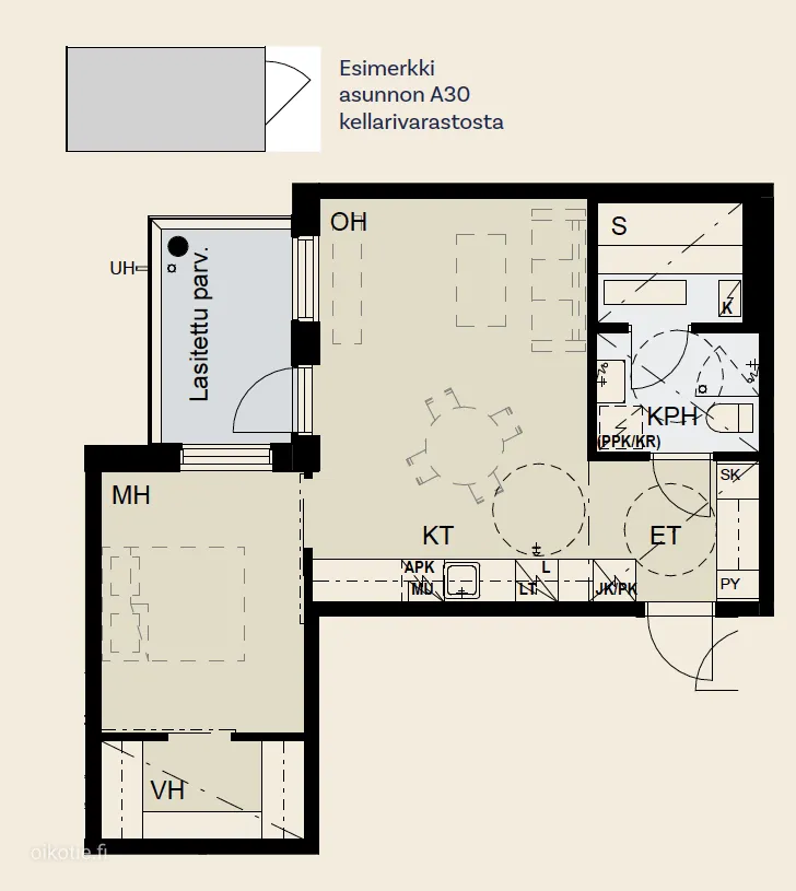 Planimetria - Corner Apartment with Storage in Tampere