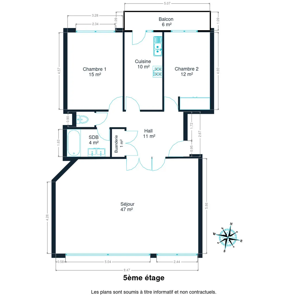 Plaan - Spacious Apartment with Terrace in Schaerbeek