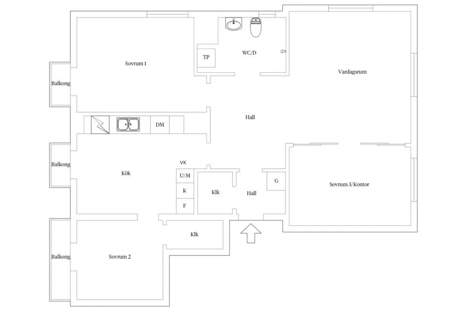 Plan - Apartment with Balcony in Kungsholmen