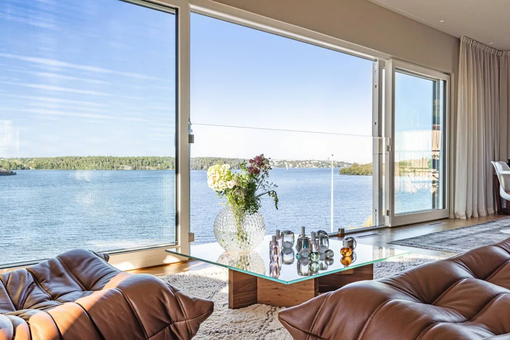 Living Room - Modern Apartment with Mälaren View in Mälarhöjden