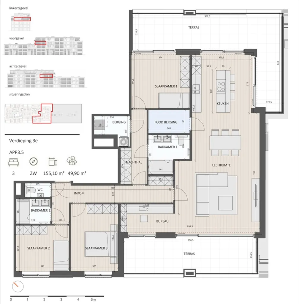 Plan - Appartement avec 2 Terrasses à Oostakker