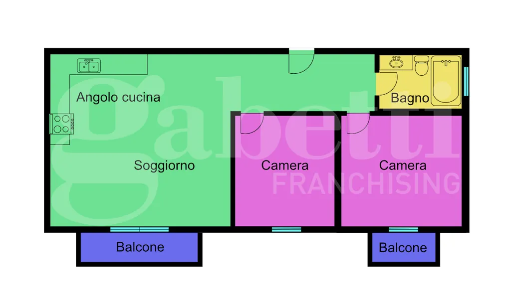 Planimetria - Appartamento con balcone e cantina a Bologna