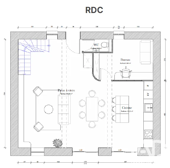 Plaan - Grange for Renovation with Garage in Le Bardon