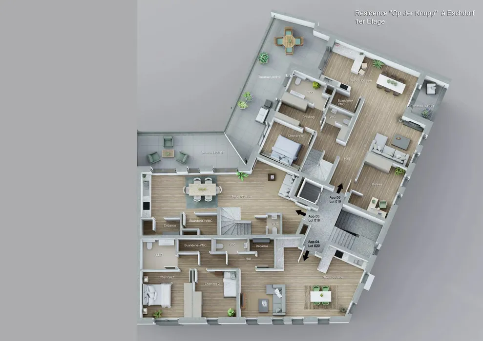 Plan - Appartement Duplex 4 Chambres avec Terrasse à Eschdorf