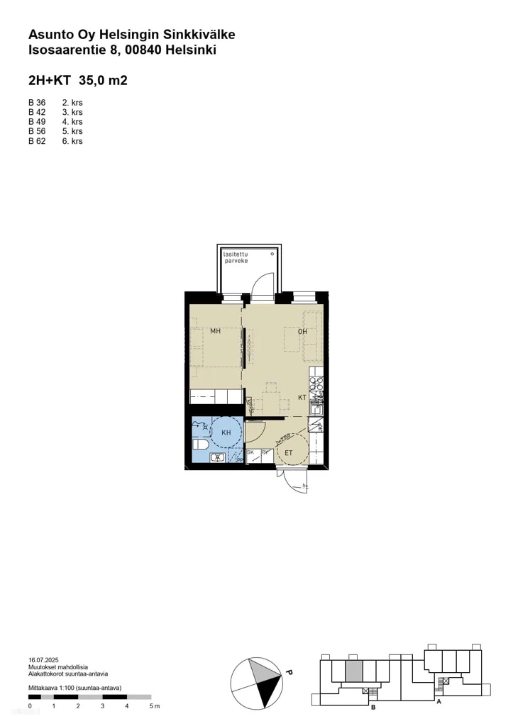 Plaan - New Development with Balcony in Laajasalo, Helsinki