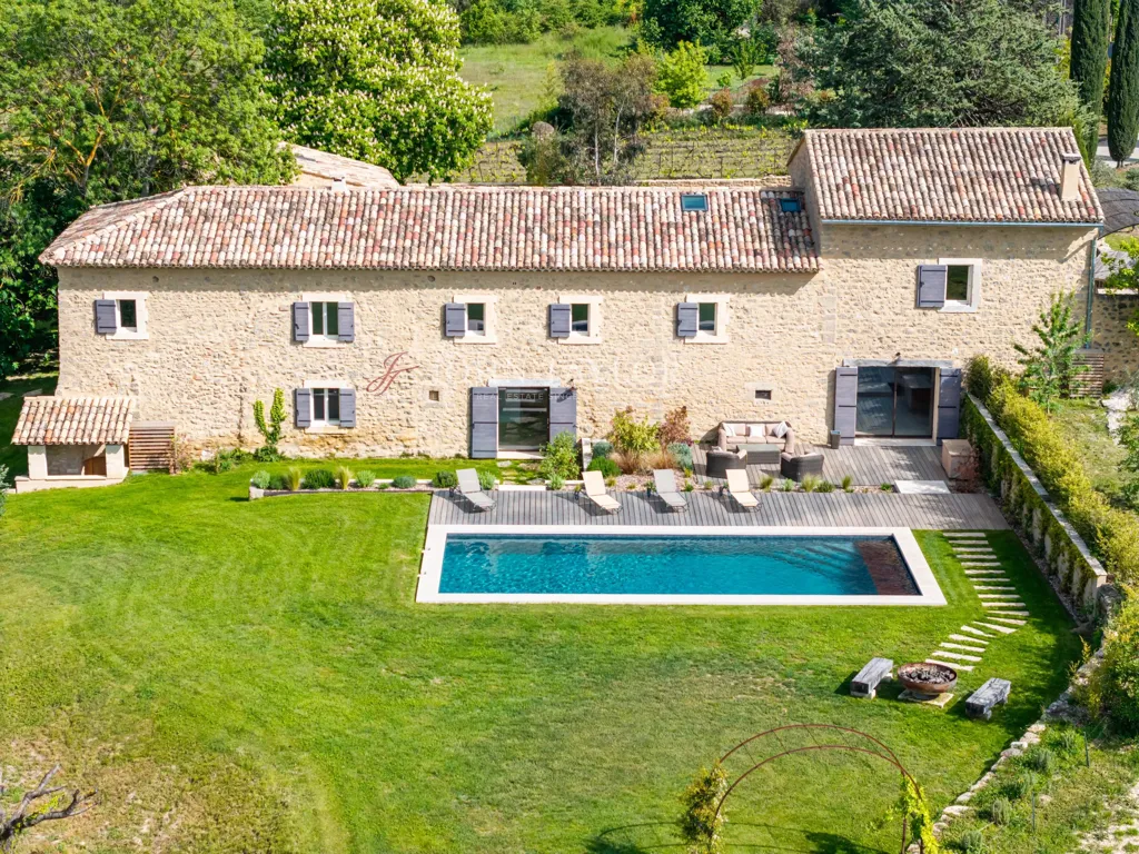 Vue aérienne - Mas de Luxe avec Piscine à Oppède le Vieux
